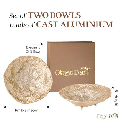 OBJET D'ART Emory Decorative Round Gold Bowl, Set of 2