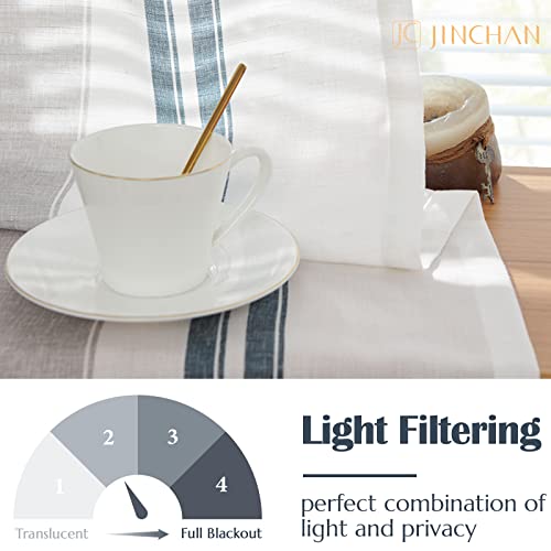 jinchan Linen Pencil Stripe Valances for Window 16 inch,Blue,1 Panel - color: Pencil Stripe | Blue Grey, size: 50"W x 16"L (Pack of 1)