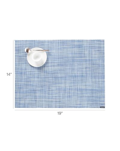 Chilewich Mini Basketweave Placemats, Woven Rectangle Placemats Set of 4 - color: Chambray, size: 14"x19"