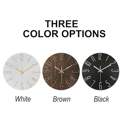 AIRUIFU Wall Clock 12 Inch Silent Non-Ticking Modern Clocks Battery Operated - Analog Small Classic for Office, Home, Bathroom, Kitchen, Bedroom, School, Living Room (White) - color: White