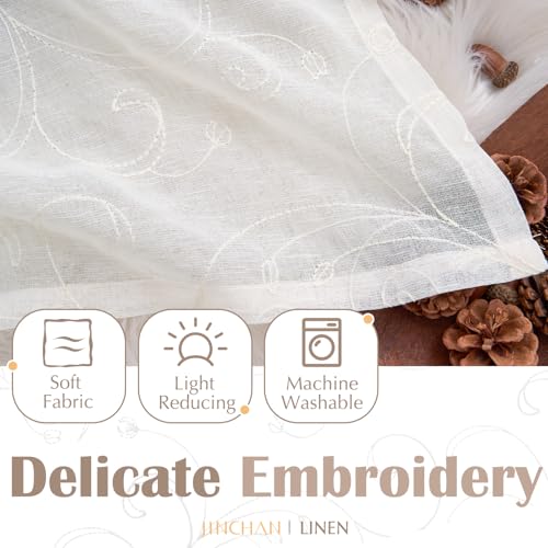 jinchan Kitchen Valance Curtain Double Layers, 1 Panel, Crude - color: Scroll Floral | Crude, size: 50"W x 16"L (Pack of 1)