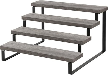YINMIT Wooden Display Riser Stand, Tiered Perfume and Cologne Organizer Stand, 4 Tier Spice Rack Organizer, Rustic Display Shelf for Candles (4 Tier,Grey) - color: 4 Tier,1 Pack,Grey