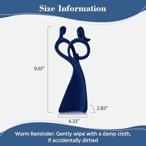 Romantic Couple Statue with Soft Flocked Finish, Dark Blue - color: Couple02-dark Blue