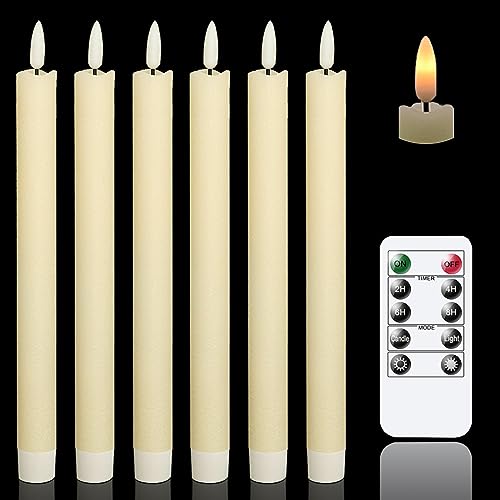 GenSwin Flameless Taper Candles LED Battery Operated Remote Timer Ivory - color: Ivory