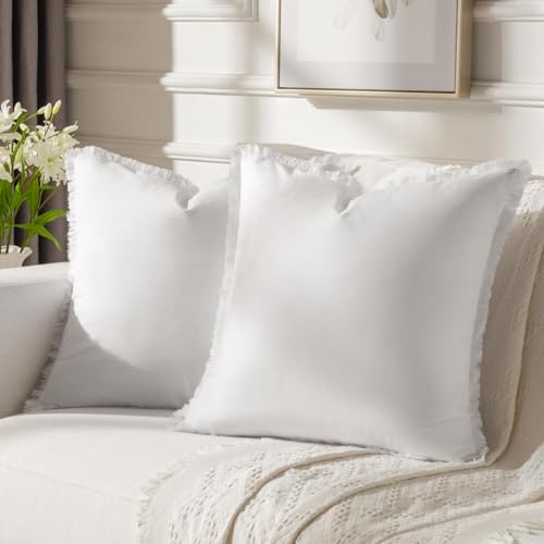 FUTEI Pack of 2 Velvet Decorative Pillow Covers 18x18 Inch, Cream White - color: Cream White, size: 18" x 18" (Pack of 2)