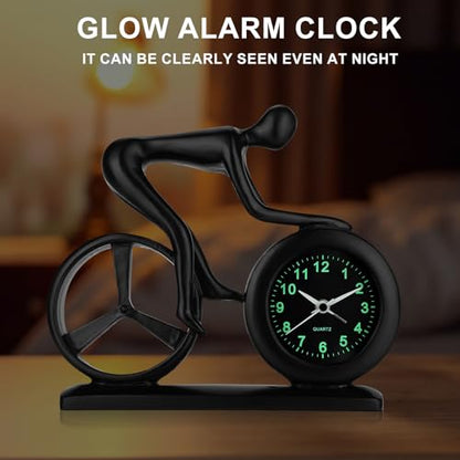 Racing Bicycle Desk Alarm Clock Battery Operated, Glow-in-the-Dark Dial, Silent Non-Ticking | Unique Cycling Gift for Cyclists, Students, Teachers | Office, Desk, Shelf Decor