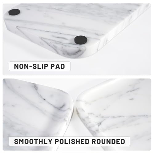 Arabescato Marble Vanity Tray - Decorative Organizer for Bathroom Countertop, Dresser, Kitchen Sink - color: Arabescato