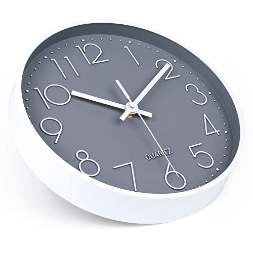 jomparis 10 Inch Gray Wall Clock Battery Operated Silent & Non-Ticking Wall Clock for Home,Bathroom,Bedroom,Kitchen - color: 1 Pack - Gray, size: 10 Inch
