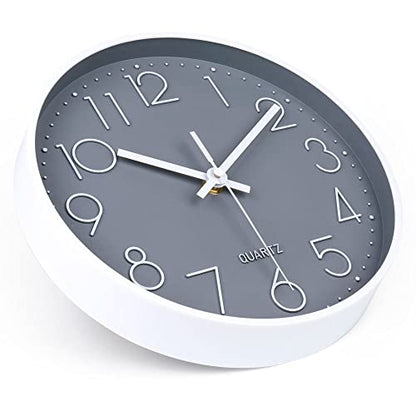 jomparis 10 Inch Gray Wall Clock Battery Operated Silent & Non-Ticking Wall Clock for Home,Bathroom,Bedroom,Kitchen - color: 1 Pack - Gray, size: 10 Inch