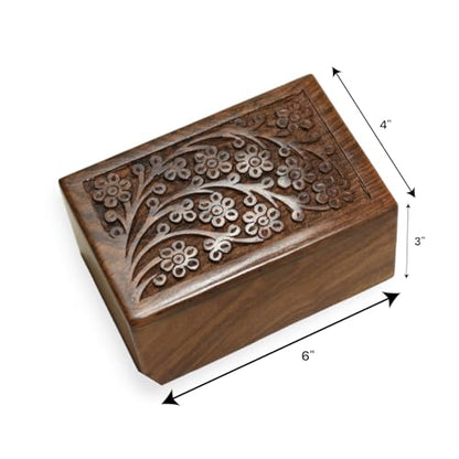 Handcrafted Keepsake Wooden Urn Box for Ashes - Beautiful Wooden Urn Tree of Life Design Handmade Rosewood Cremation Urns - Small Wood Box Cremation urns - size: Medium
