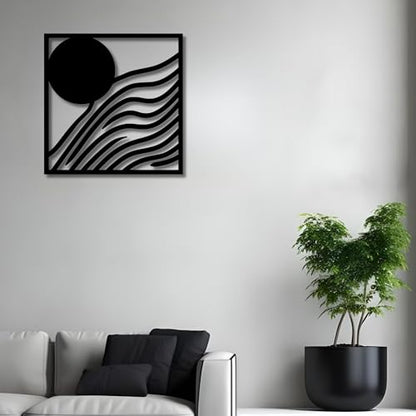Metal Wall Decor | 17'' x 17'' x 0.05'' Abstract Modern Art Themed Wall Decorations | Handmade Indoor and Outdoor Wall Art (17'' x 17'', Abstract Modern, Black) - size: 17'' x 17'', style: Abstract Modern