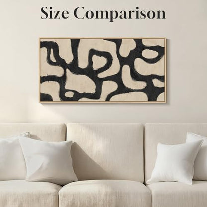 Framed Neutral Modern Abstract Horizontal Wall Art Bedroom, 20x40 Inch - color: Beige Black, size: 40"L x 20"W
