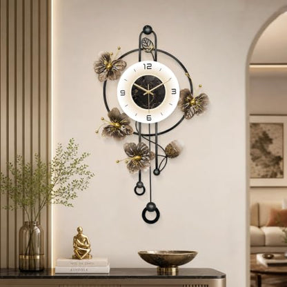 Large Wall Clock Silent Quartz Pendulum Modern Wall Decor 18.8x29.5in - color: White
