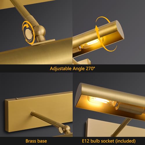 30 inch Hardwired Picture Light for Wall Brass Picture Lighting - color: Brass, size: 30in