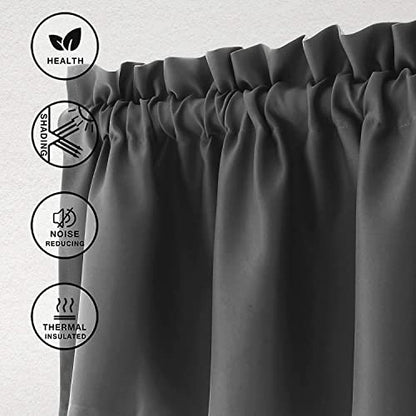 Hiasan Dark Grey Valance Curtains for Window 42 x 18 Inches 1 Panel - color: Dark Grey, size: 42"W x 18"L (Pack of 1)