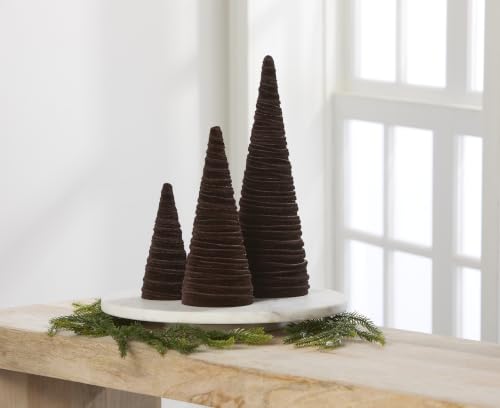 Set of 3 Velvet Cones Modern Christmas Tree (Chocolate Brown Set of 3) - color: Chocolate Brown