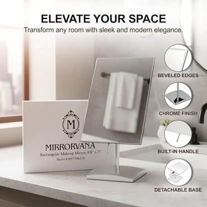 MIRRORVANA Large Table Desk Mirror with Stand, 9.8" x 7" (Chrome) - color: Chrome