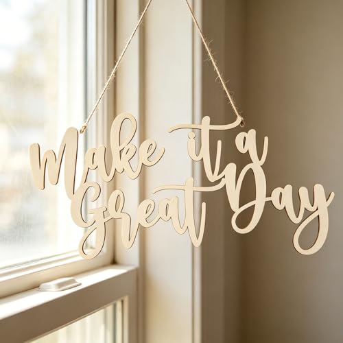 Wooden Make it a Great Day Sign for Backdrop, Inspirational Home Wall Art, Motivational Office & Classroom Quote,Farmhouse Hanging Decoration For Gallery Wall & Entryway