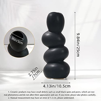 Notakia Ceramic Flower Vase for Home Decor - Handcrafted Cobblestone Shape Vase Centerpiece for Wedding, Decor，Home Decor Living Room, Home, Office, Centerpiece,Table (Black Vase)