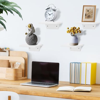 Small Wall Shelves,Speaker Shelf,Floating Shelf Trapezoid for Wifi Router - color: White, size: Set of 4