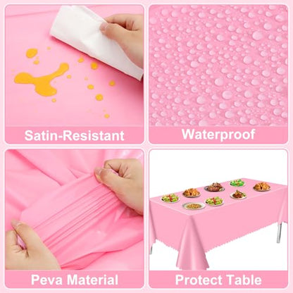 NatNarr 6 Pcs Plastic Pink Tablecloths, Scalloped Rectangle Table Cloths - color: Pink, size: 6 Pack