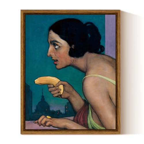 InSimSea Framed Canvas Wall Art Playful Shooting Girl Bathroom Decor Funny Wall Pictures Prints for Bedroom Esthetic Hippie Nursery Room Decor Bar Artwork 8x10in - color: Funny Lady, size: 10"L x 8"W
