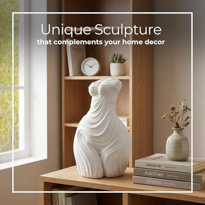 Modern Freeform Resin Sculpture Accent for Living Room Decor, 16", White