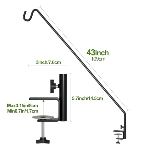 MIXXIDEA Heavy Duty Extensible Deck Hook - Adjustable for Hanging Bird Feeders, Plants, Wind Chimes, Lanterns - size: 43in Long Deck Hook-1 Pack