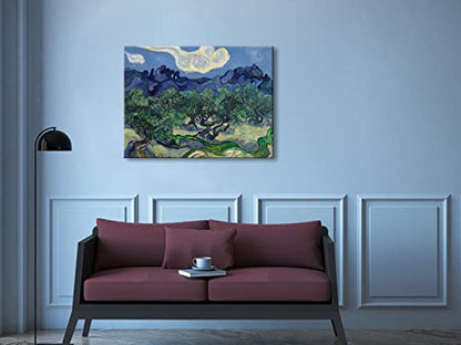 Wieco Art Olive Trees by Van Gogh Classic Abstract Oil Paintings Large Canvas Prints Wall Art Reproduction Artwork Wrapped Landscape Pictures for Living Room Bedroom Home Office Decor - size: 32"L x 24"W