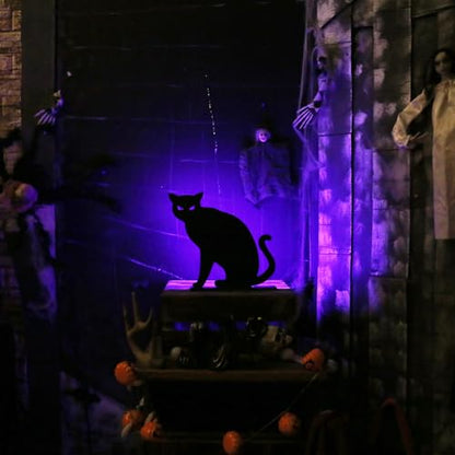 2PCS Halloween Black Cat Decoration for Indoor Outdoor Home Table Decor