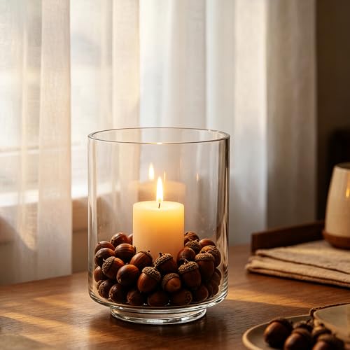 8.5" Wide 11" High Clear Glass Cylinder Vase with Base, Hurricane Candle Holder, Modern Home Decor (1, 8.5"x11") - size: 8.5"x11"