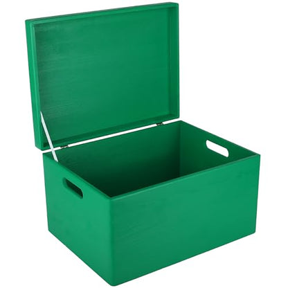 Creative Deco Large Green Wooden Box Storage with Hinged Lid - color: Green, size: XXL | Handles