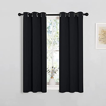 NICETOWN Black Blackout Curtains for Living Room 29" w x 45" L 2 Panels - color: Black, size: 29"W x 45"L (Pack of 2)