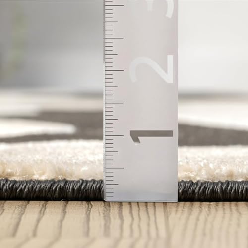 Beige Black Swirl Modern Area Rug – 2'6" x 6' – Contemporary Abstract Design – Terra Collection – Non-Shedding, Fade-Resistant, Easy to Clean – Durable for High Traffic Areas – Living Room & Bedroom - size: 2'6" x 6' (Rectangular)