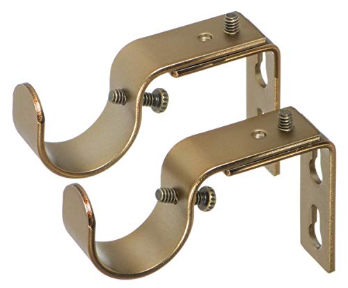 Ivilon Short Projection Brackets for Curtain Rods - for 1 or 1 1/8 Inch Rods. Set of 2 - Warm Gold - color: Warm Gold, size: Short Projection - 1" or 1-1/8" Rods