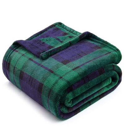 BEDELITE Christmas Fleece Throw Blanket for Couch & Bed, Blue & Green - color: Blue&green Tartan, size: Throw(50"x60")