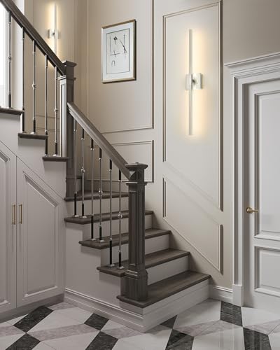 Rayogale Nickel Battery Operated Wall Sconces Set of 2, 24 Inch - color: Sand Nickel, size: 24 Inch(2 Pack)