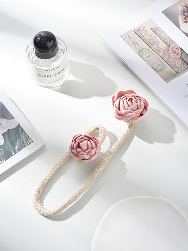 SUQ I OME Handmade Artificial Rose Flower Curtain Holdbacks, Pink - color: Pink