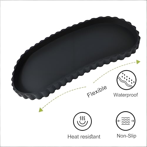 Black Oval Silicone Bathroom Vanity Tray - Decorative Soap Holder - color: Black