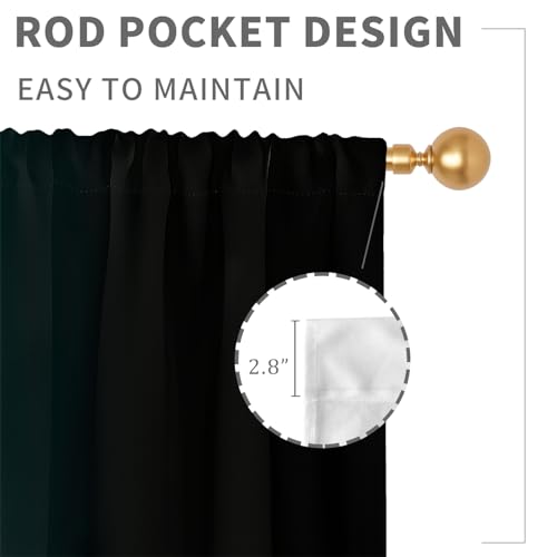 Teal Black Curtains, Ombre, 2 Panels, 42" W x 63" L, Rod Pocket - color: New Teal, size: 42"W x 63"L (Pack of 2)