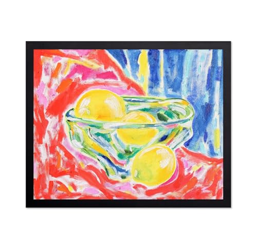 Monem Art Bowl of Lemons Print - Colorful Fauvist Still Life Poster - Wall Decor for Kitchen, Dining Room or Living Room - 8x10 Unframed Wall Art by Tamara Jare - color: Style-04, size: 8"L x 10"W