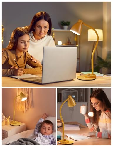BOHON LED Desk Lamp with USB Charging Port 3 Color Modes Fully Dim, Yellow - color: Bright Yellow