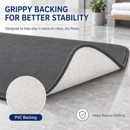 Bathroom Rugs Extra Soft Memory Foam Bath Mat Sets 3 Piece Non Slip Absorbent & Dry Living Mat Sets Washable Bath Carpets with Toilet Rug,Bath Rugs for Bathroom,Tub,Shower,Kitchen,Bedroom - color: Graphite Gray