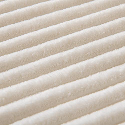 MIULEE Fleece Blanket King Size 90"x108" 300GSM Super Soft Lightweight Plush Striped, Cream White Warm Cozy Breathable Ribbed Blanket for Bed/Sofa/Couch - color: Cream White, size: 90"x108"