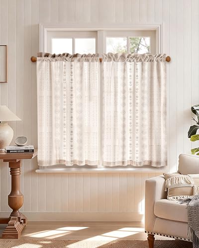 Miss Adola 36 Inch Length Kitchen Tier Curtains, Striped Farmhouse - color: Striped Farmhouse, size: 28"W x 36"L (Pack of 2)