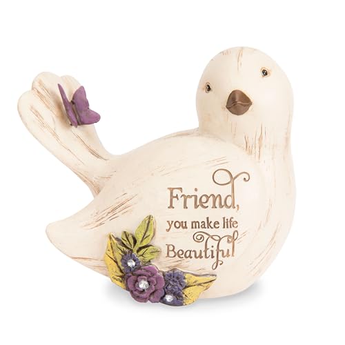 Pavilion Gift Company - Simple Spirits 41104 Decorative Bird Friend Make Life Beautiful Bird Figurine 3.5" - color: Blue