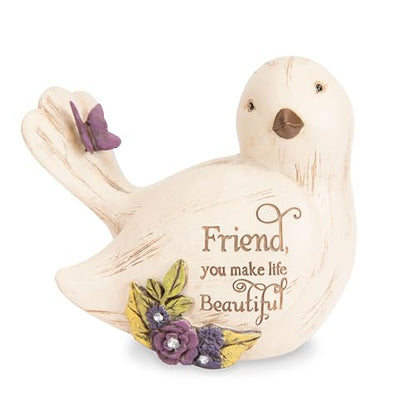 Pavilion Gift Company - Simple Spirits 41104 Decorative Bird Friend Make Life Beautiful Bird Figurine 3.5" - color: Blue
