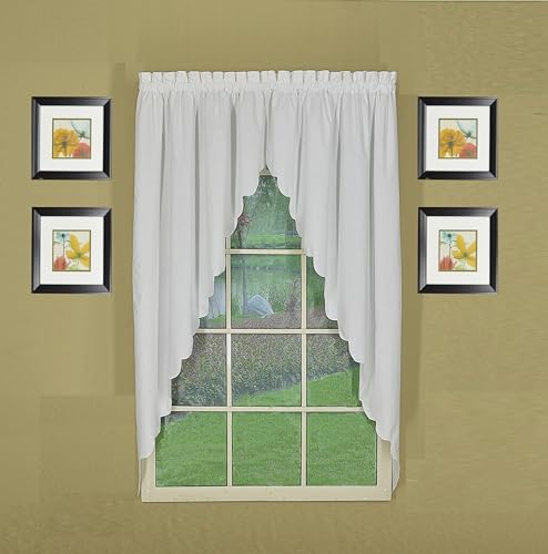 Today's Curtain, Orleans Scallop Curtain, White 63" Swagger Pair, 80" W x 63" L, White - color: White, size: 80"W x 63"L (Pack of 1)