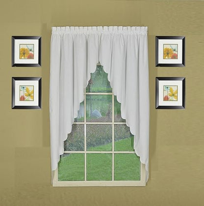 Today's Curtain, Orleans Scallop Curtain, White 63" Swagger Pair, 80" W x 63" L, White - color: White, size: 80"W x 63"L (Pack of 1)