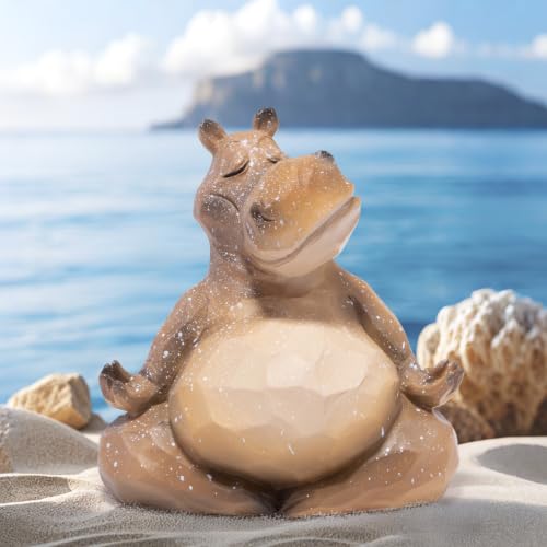 Hodao Meditating Hippo Figurine, Zen Animal Statue, Mindfulness Desk Decor - color: Meditation Hippo